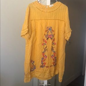 Yellow embroidered dress